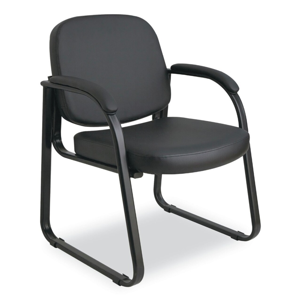 Alera Genaro Series 25 in. x 24.80 in. x 33.66 in. Faux Leather Half-Back Sled Base Guest Chair - Black